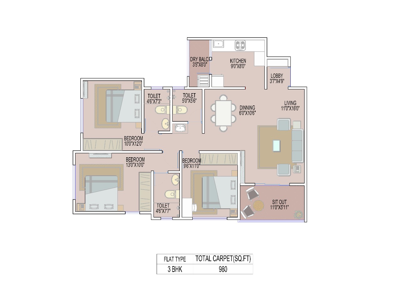 floor layout, Keshav Nagar, pune