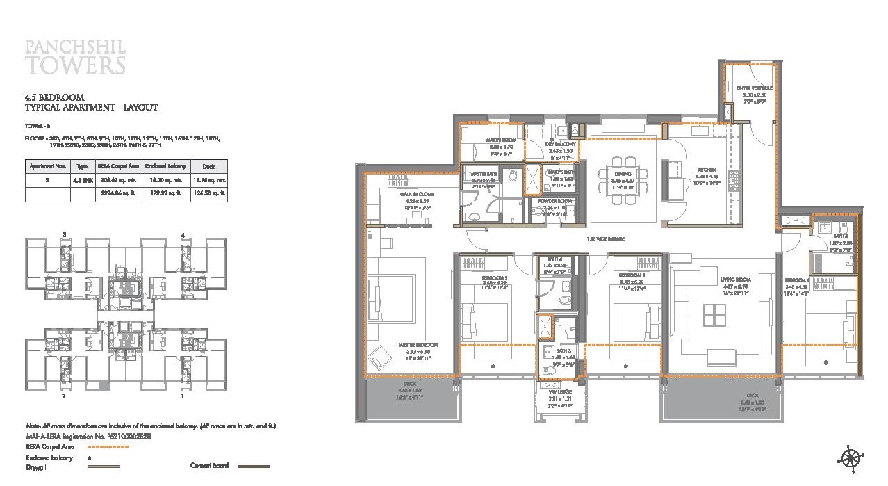 4.5 bhk floor layout, panchshil towers, kharadi, pune