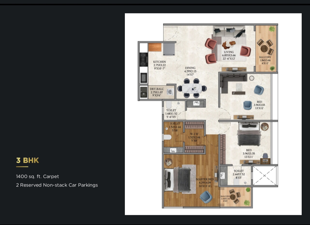 3 bhk floor layout, THE STRAND, GWPP+XCJ, Riverfront Rd, Santipur, Thite Nagar, Kharadi, Pune, Maharashtra 411014