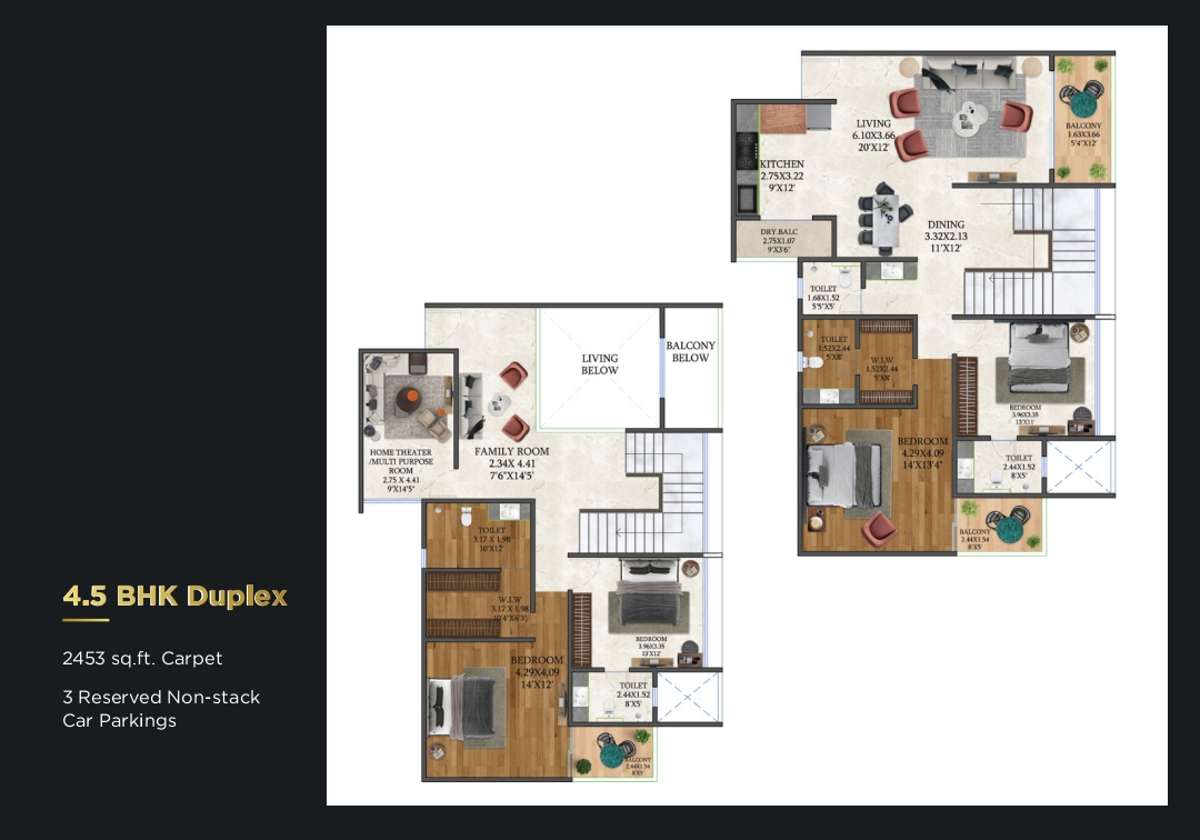 4.5 bhk duplex floor layout, THE STRAND, GWPP+XCJ, Riverfront Rd, Santipur, Thite Nagar, Kharadi, Pune, Maharashtra 411014