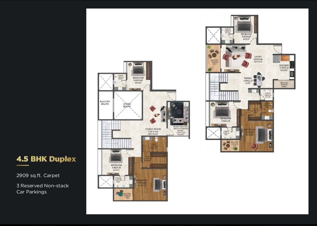 4.5 bhk duplex floor layout, THE STRAND, GWPP+XCJ, Riverfront Rd, Santipur, Thite Nagar, Kharadi, Pune, Maharashtra 411014